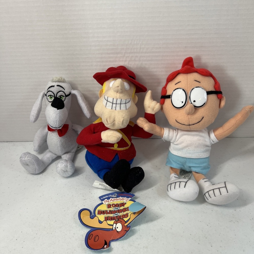 Vtg Dudley Doright Sherman Stuffins Plush CVS 1999 Limited Ed 8" & Mr Peabody 7"
